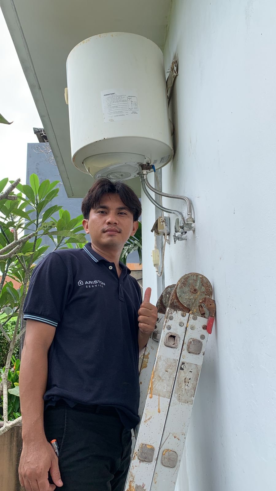 Technician with Outdoor Unit